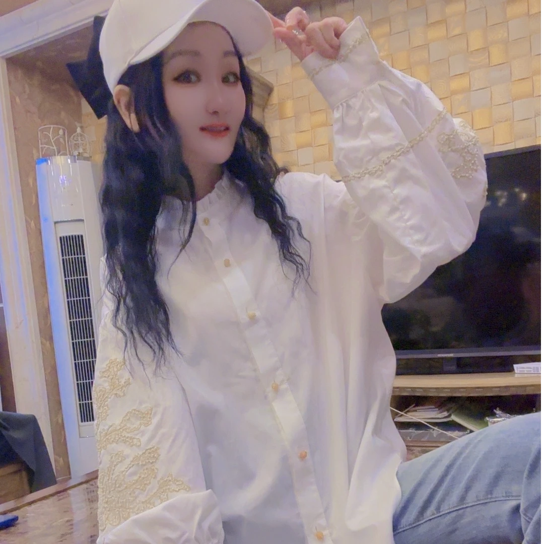 M51A019慕之淇春季重工金线刺绣国风气质优雅百搭棉衬衫