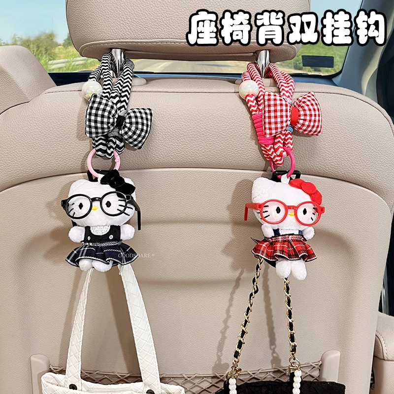 汽车座椅背双挂钩可爱卡通kt猫车载多功能收纳置物神器后座挂物钩