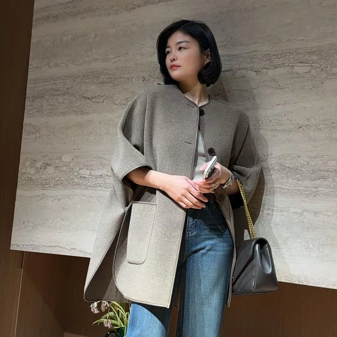 TANTAN 秋冬圆领短款时尚气质羊毛外套3451