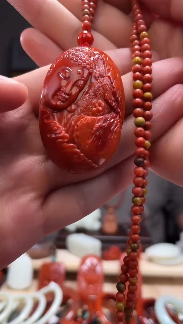 颈饰未镶嵌南红玛瑙毛*大吊坠