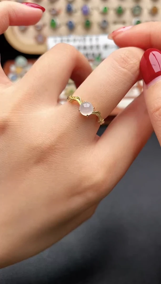 银S925镶嵌戒指翡翠一物一证一礼盒