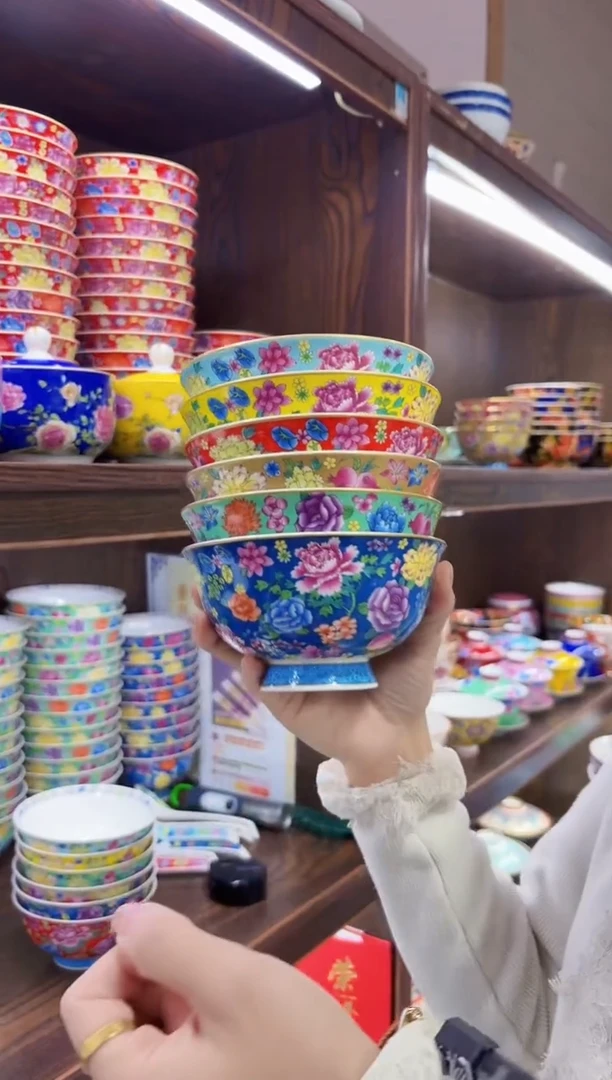 珐琅5英寸饭碗6个景德镇餐具