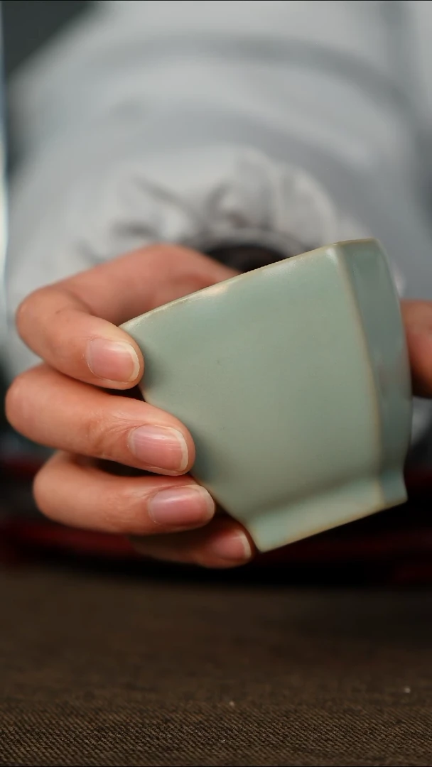 全品 四方杯 支钉烧 仿古釉