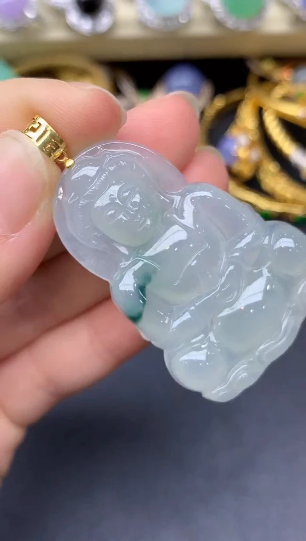 颈饰18K金镶嵌翡翠312-雪姐翡翠天天见