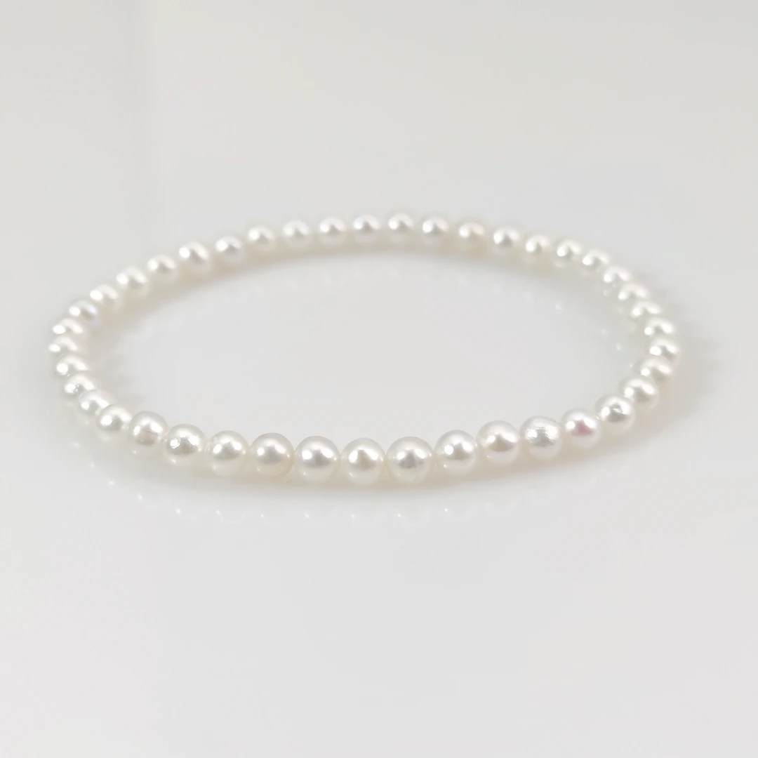 3.5mm-4.5mm天然淡水珍珠小米珠素圈珍珠手串0658
