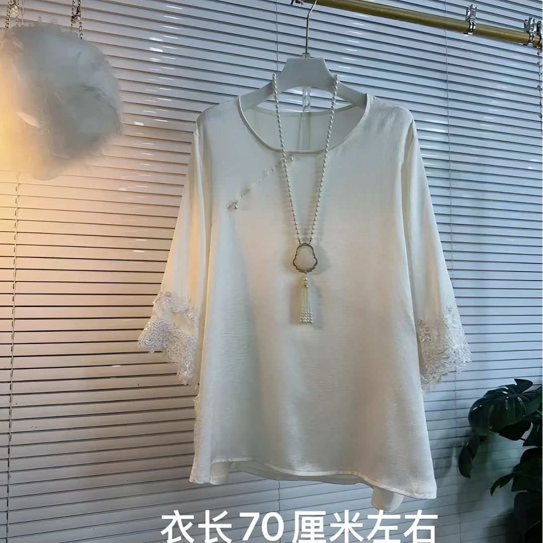 2025夏季新款中式国风刺绣打底衫薄款小衫蕾丝衬衫短款上衣女0192