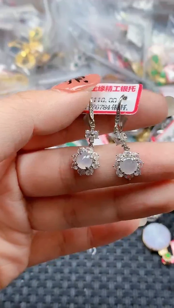 银S925镶嵌戒指翡翠天然A货缅甸翡翠