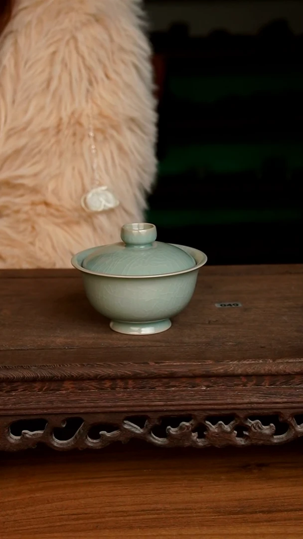 杯063号仿古两才小乔盖碗微微不完美
