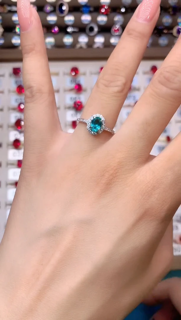 碧玺戒指银S925镶嵌57白