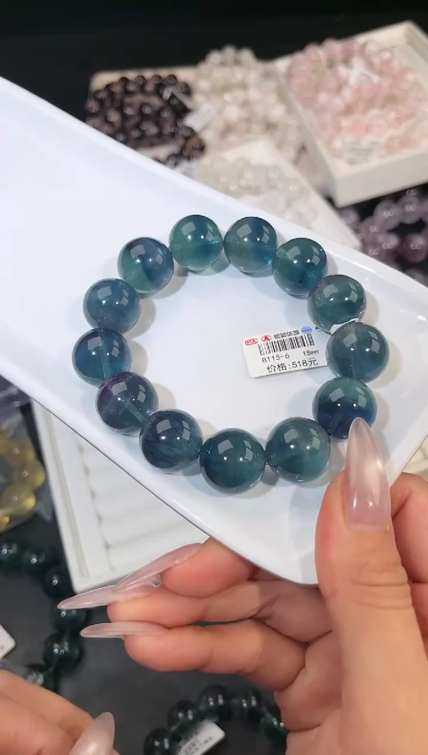 手链未镶嵌萤石多样性发一蓝绿萤石18mm