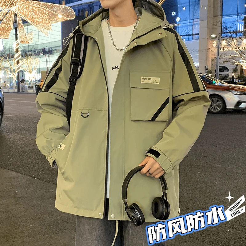 HE夹克外套男士春秋季2024新款潮牌宽松翻领早秋防风防水衣服