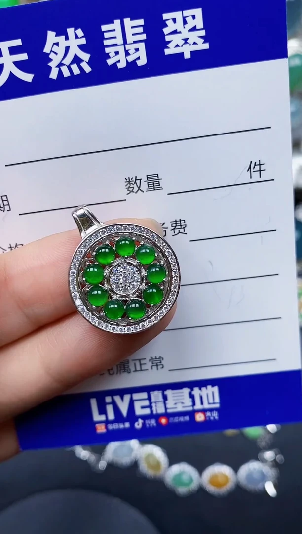 颈饰银S925镶嵌翡翠169