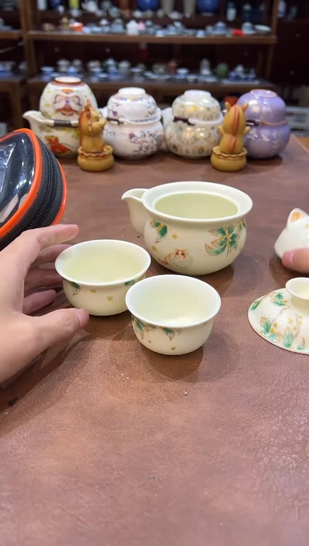 真的很便宜超好看会开片的旅行茶具