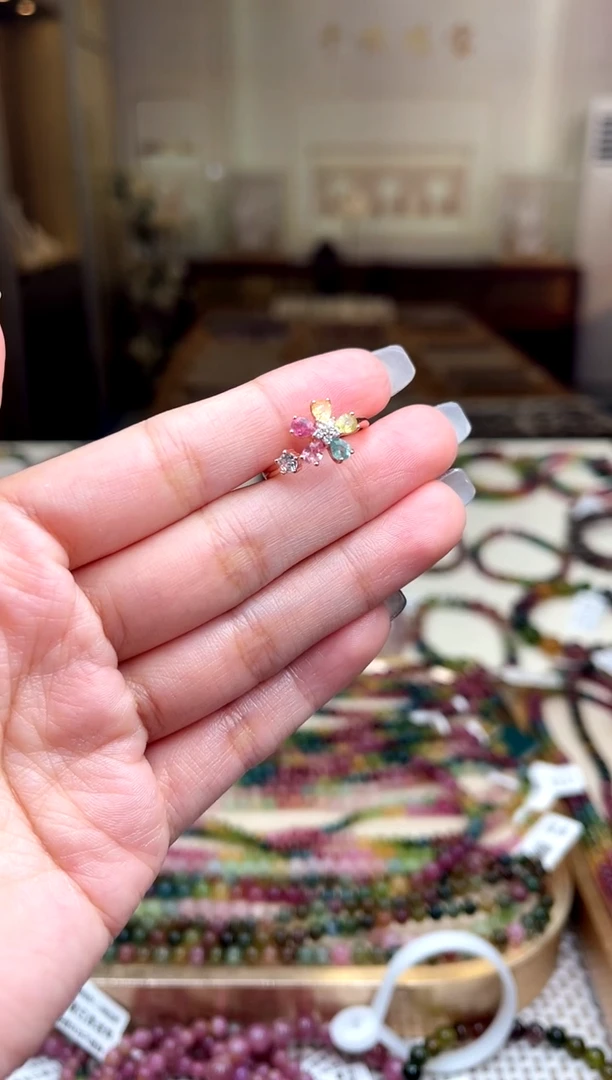 【闪购商品】碧玺/银S925镶嵌碧玺戒指多样性发货