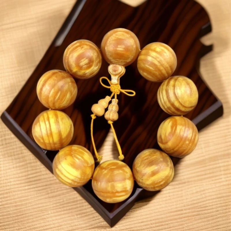 木质手链 25mm天然东北松明子手串佛珠饰品精美纯手工