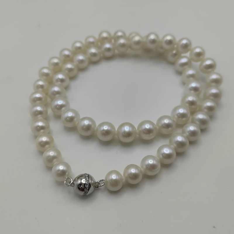 【慢姐甄选】8-9mm无核强光白色珍珠项链（年末福利）