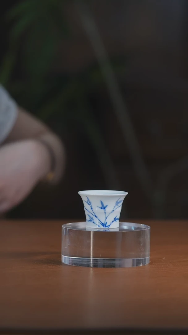青花竹子竹节杯