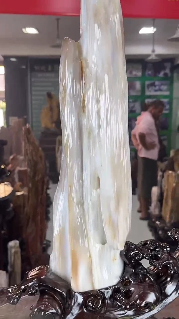 缅甸天然树化玉摆件