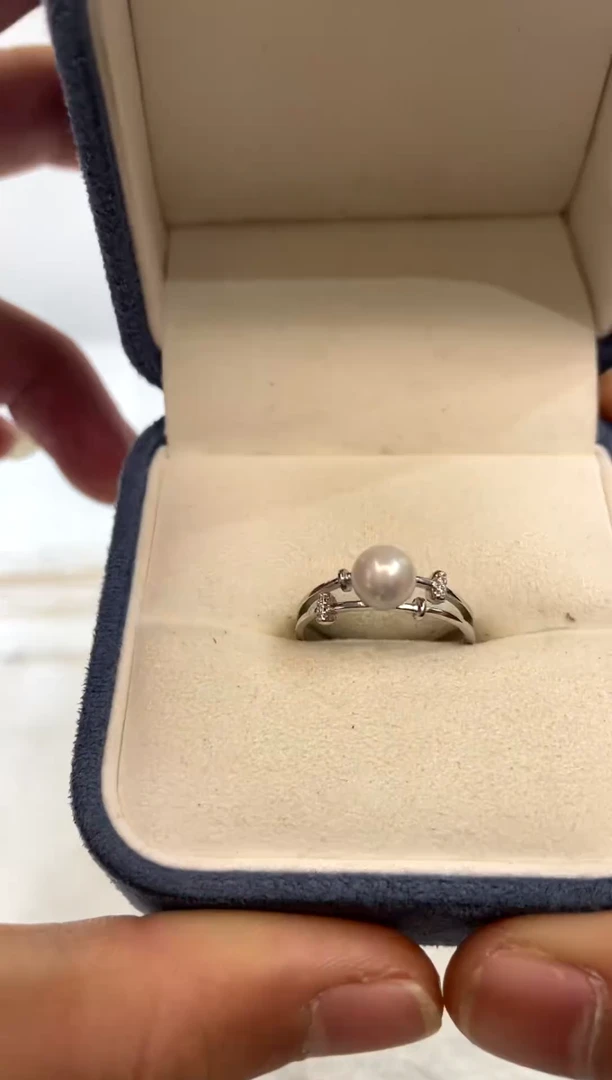 银S925镶嵌戒指海水珍珠