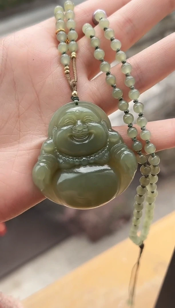 颈饰未镶嵌和田玉50mm全珠链佛公