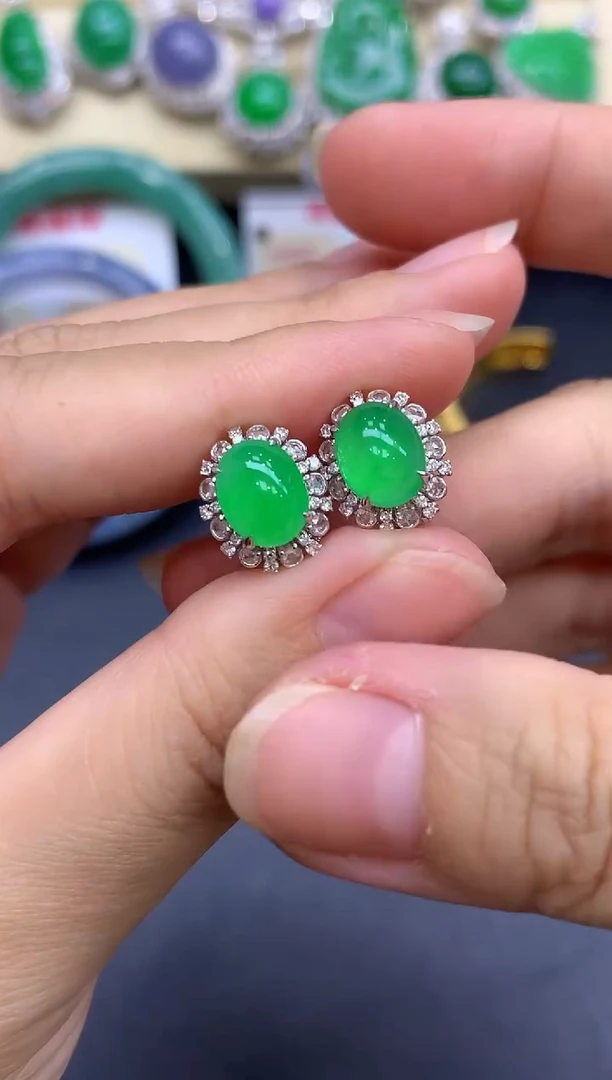 18K金镶嵌翡翠耳饰453-中国好珍宝