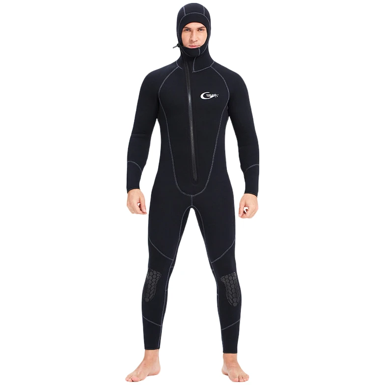 深海潜水服男7mm保暖防寒潜水服连体前开拉链连帽套装冲浪服夏季