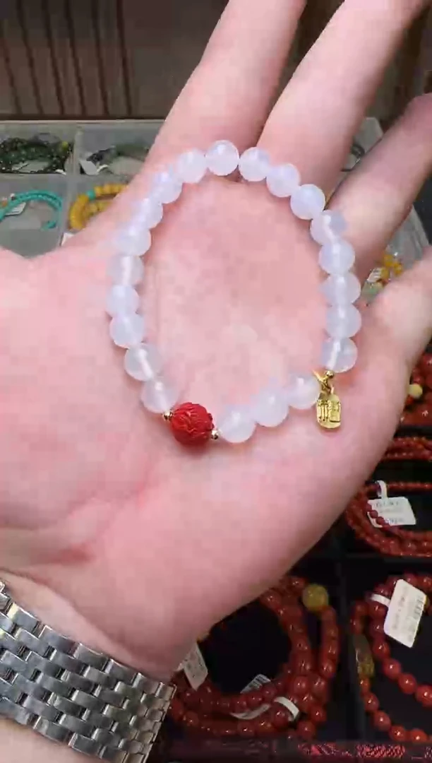 未镶嵌手串玛瑙/玉髓白玛瑙单圈手串