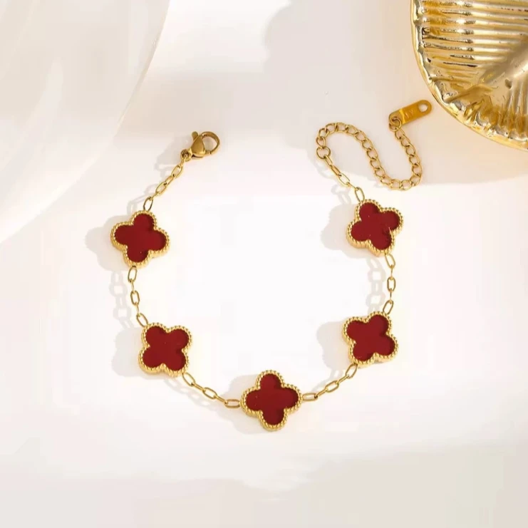 铜合金手链 新中式四叶草手链女新款轻奢小众精致高颜值配饰