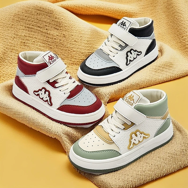 Kappa Kids2024秋冬中大童高帮防滑板鞋舒适百搭男女童运动鞋