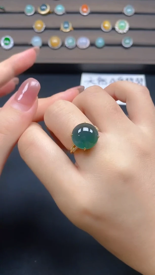翡翠戒指银S925镶嵌13