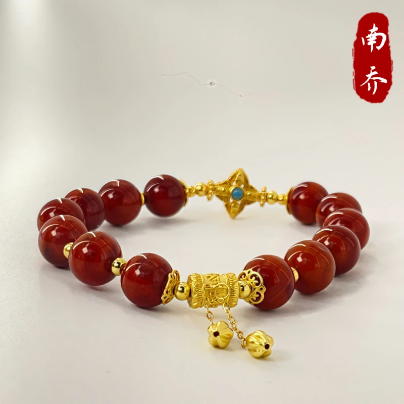 锦画*南红手串妖孽火焰纹*气质时尚轻奢女款*百搭古风女士单圈