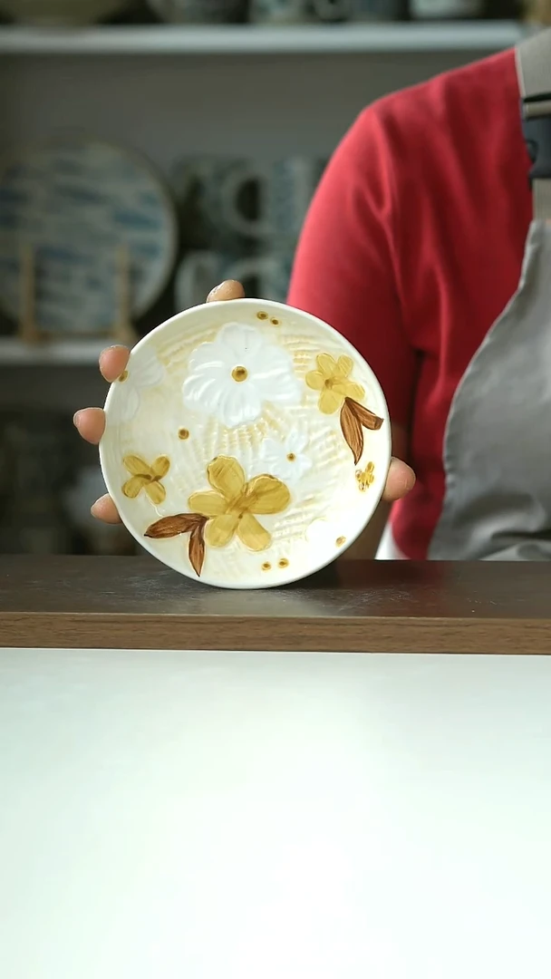 微瑕有田烧手作野绘集点心碟13cm@4-2@