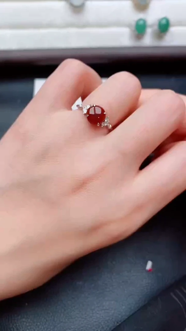 银S925镶嵌戒指翡翠...