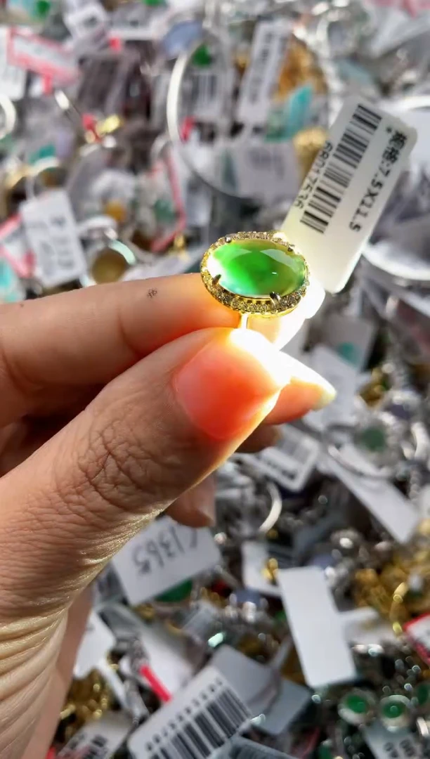 银S925镶嵌戒指翡翠888---2