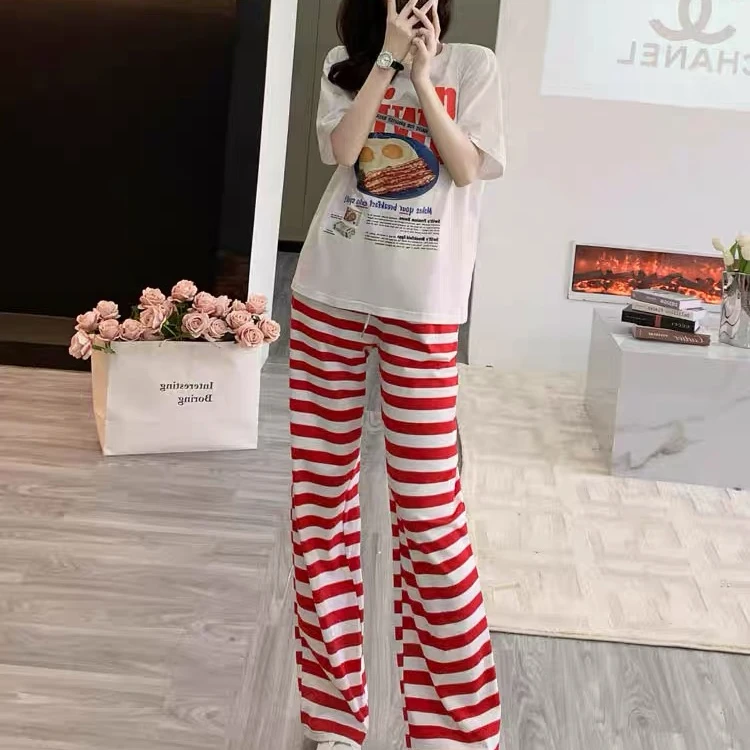 欧货时尚2025潮牌款短袖条纹套装