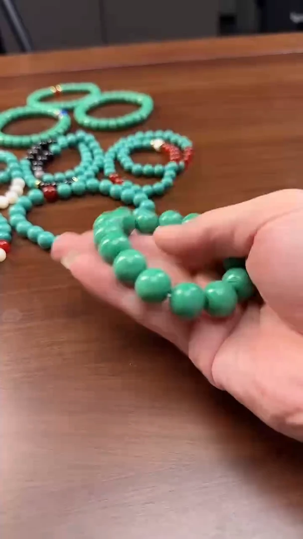 手工艺品琉璃手工琉璃手串文创大绿珠