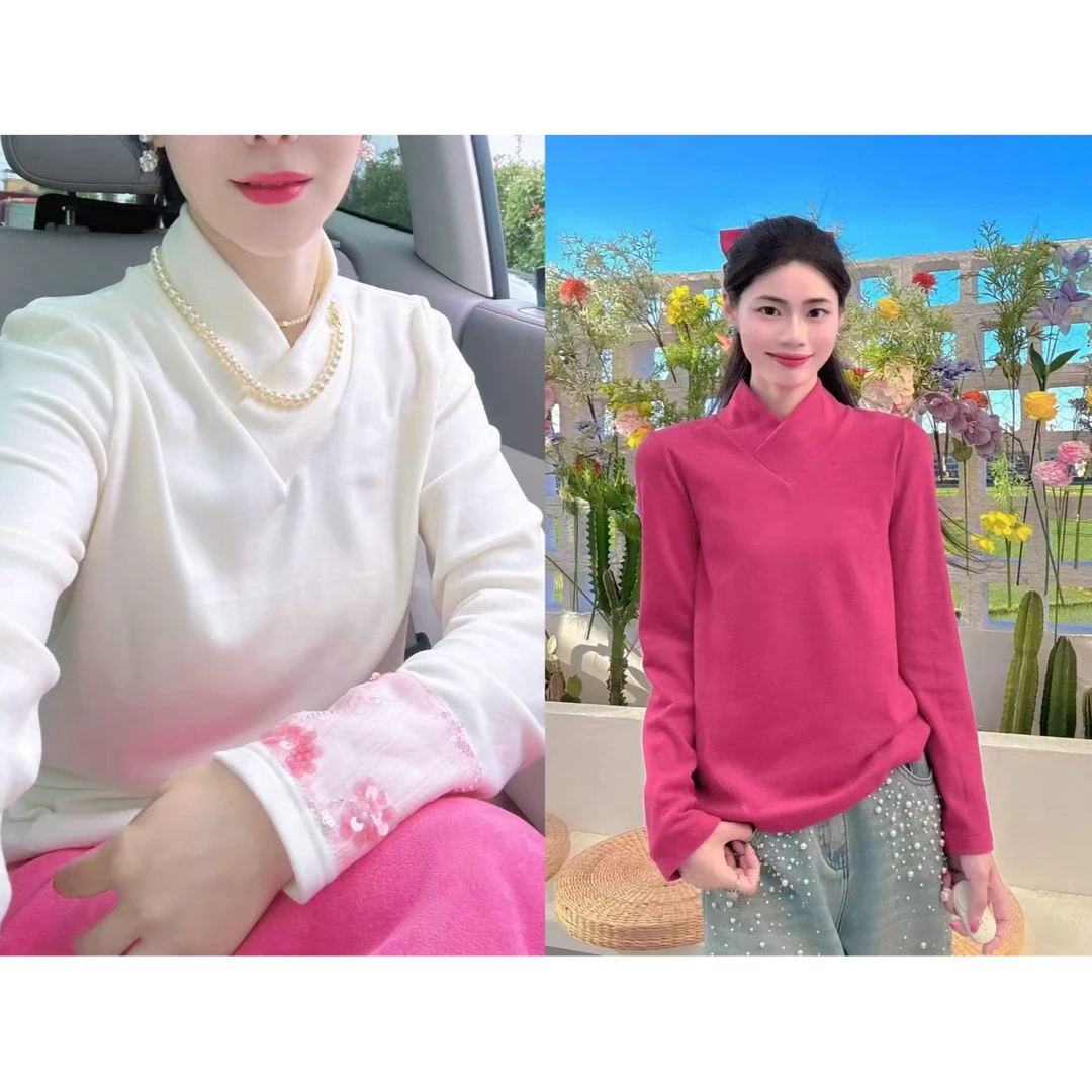 《珠光粉》V领卫衣内搭
