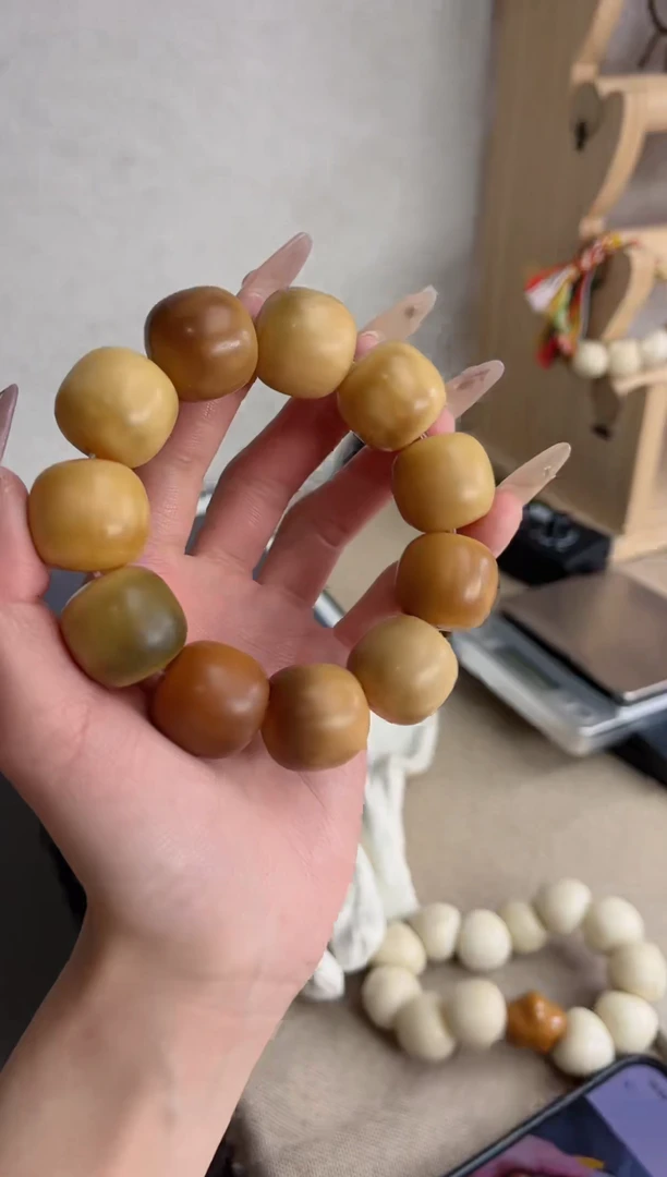 【闪购商品】菩提根/象牙果手串干磨桶珠21*22mm瑕疵不补E56