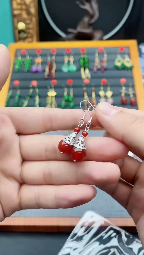 【闪购商品】南红玛瑙耳饰银S925镶嵌521000