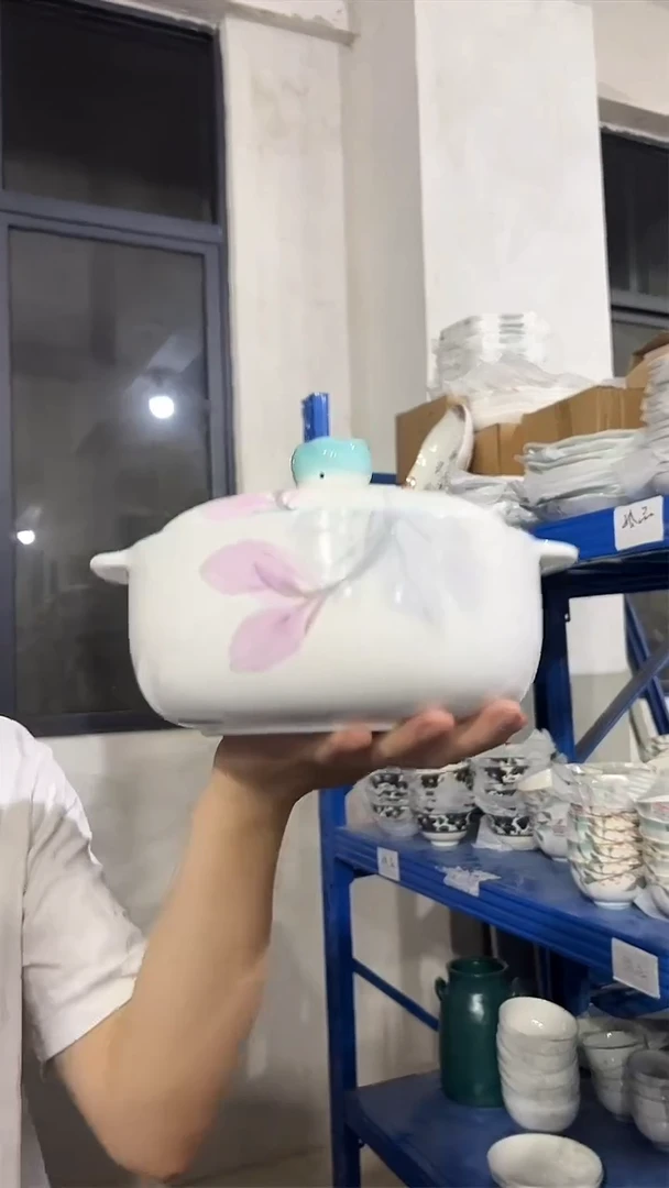 瓷绿然红妆10.5英寸双耳汤锅1个装