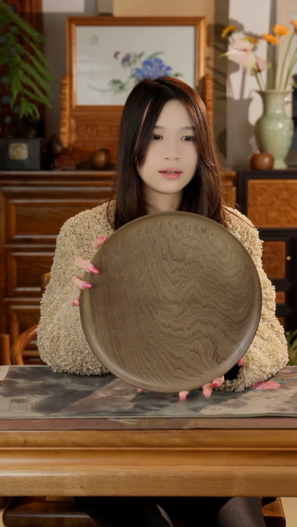 金丝楠乌木整木整挖 天然花纹果盘