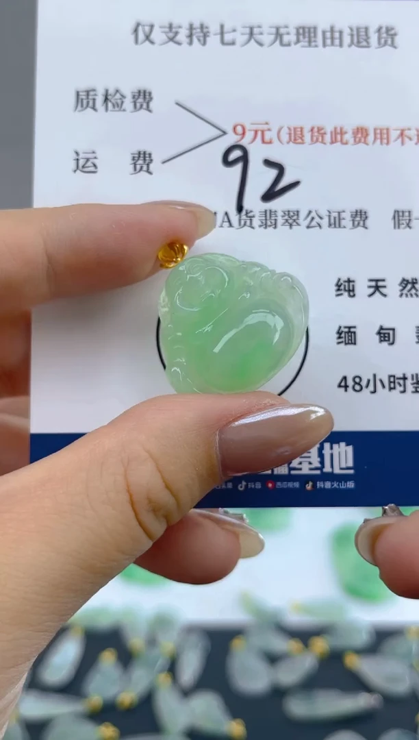 颈饰18K金镶嵌翡翠天然A货翡翠