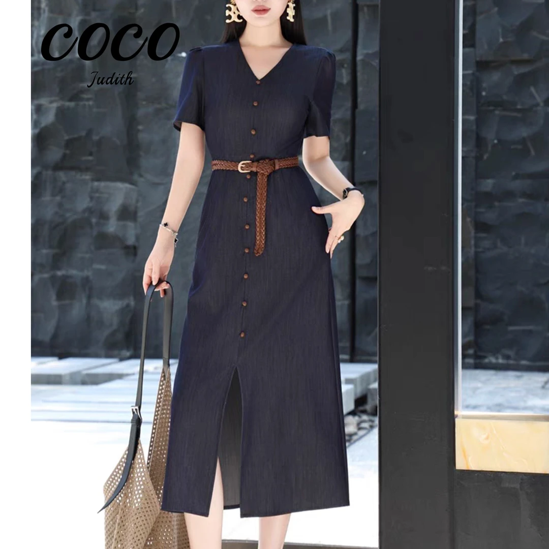 【RG6856】2025新款夏季时尚气质日常百搭显瘦收腰设计感连衣裙