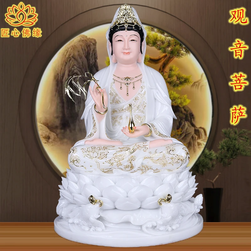 新款观音菩萨佛像汉白玉观音菩萨南海观音观世音菩萨像摆件