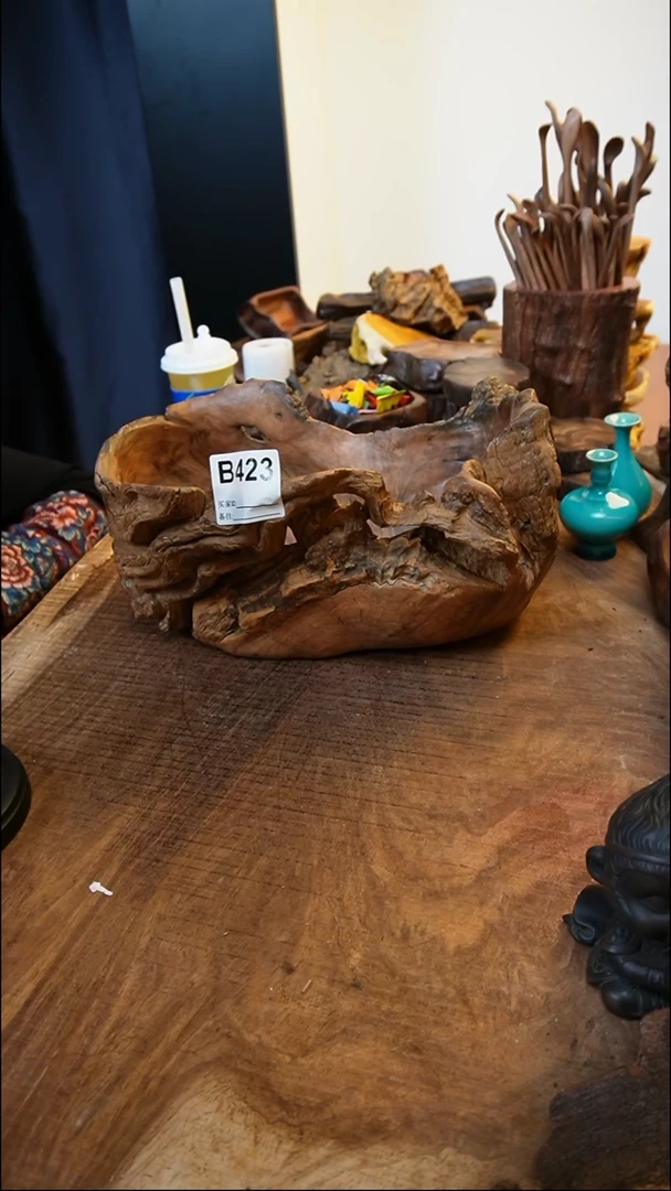 B423鹰瞳手作硬木工艺铁力木果盘