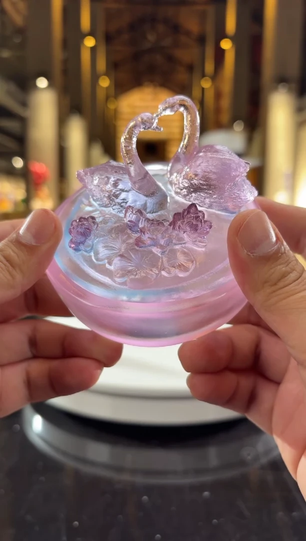 摆件用****8一物一拍金红粉天鹅收纳盒