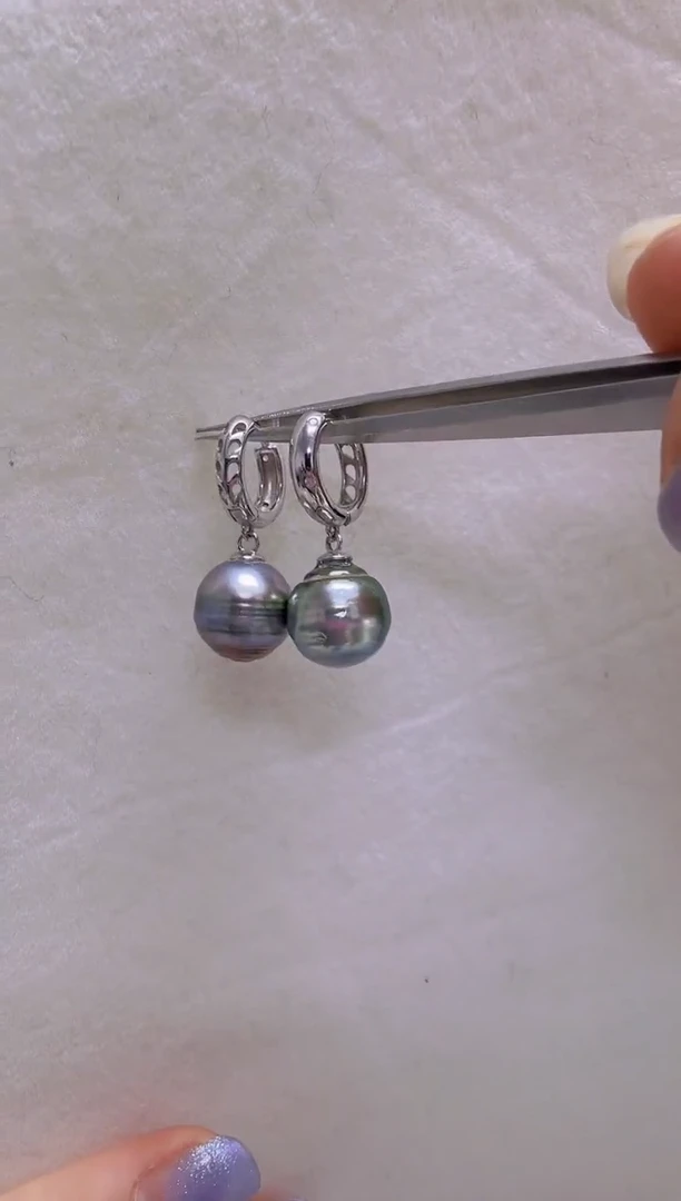 未镶嵌耳饰海水珍珠大溪地11mm+S925银耳环