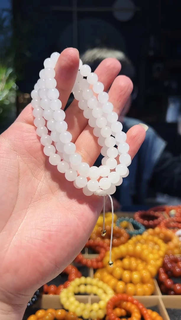 手串未镶嵌和田玉8+108圆珠多圈