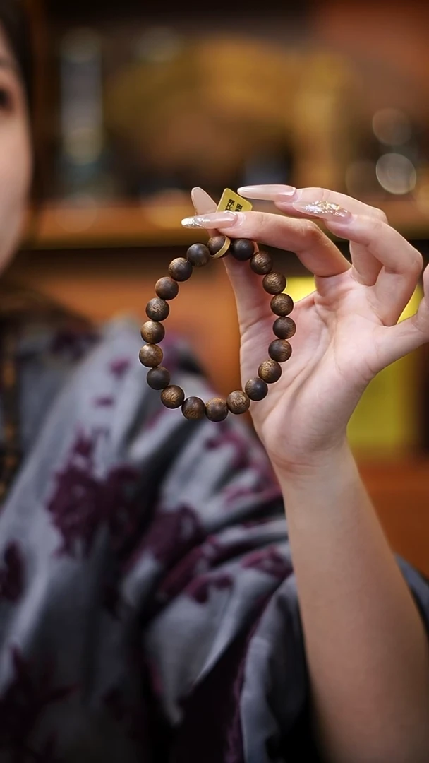 沉香手串10mm乌身原叶圆珠单圈6g+多样性发一