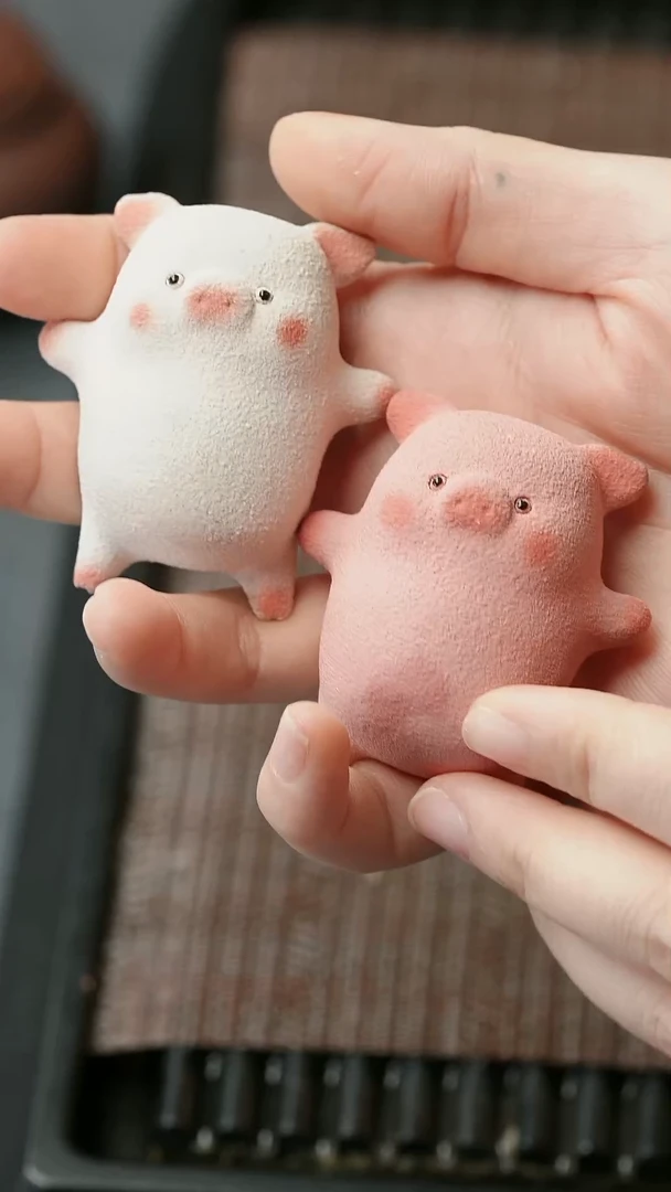 【闪购商品】紫砂茶壶茶宠-躺平猪（白）+（粉）